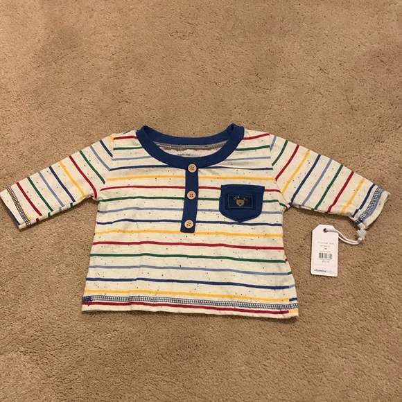 NWT Vitamins Baby Stay Wild Striped Colorful Long Sleeve Shirt (3 Mos.) - Picture 1 of 5